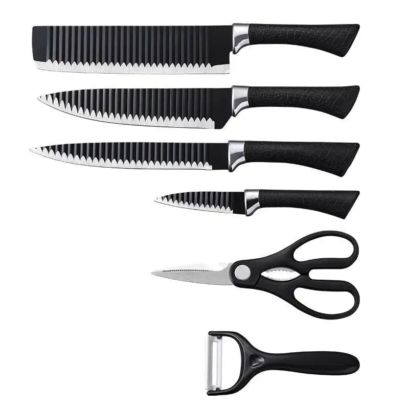 In Stock 6 Pieces Scissor Vegetable Fruit Peeler Sharp Stainless Steel Kitchen Knives Set Non-stick Coating Knife Set With Gift