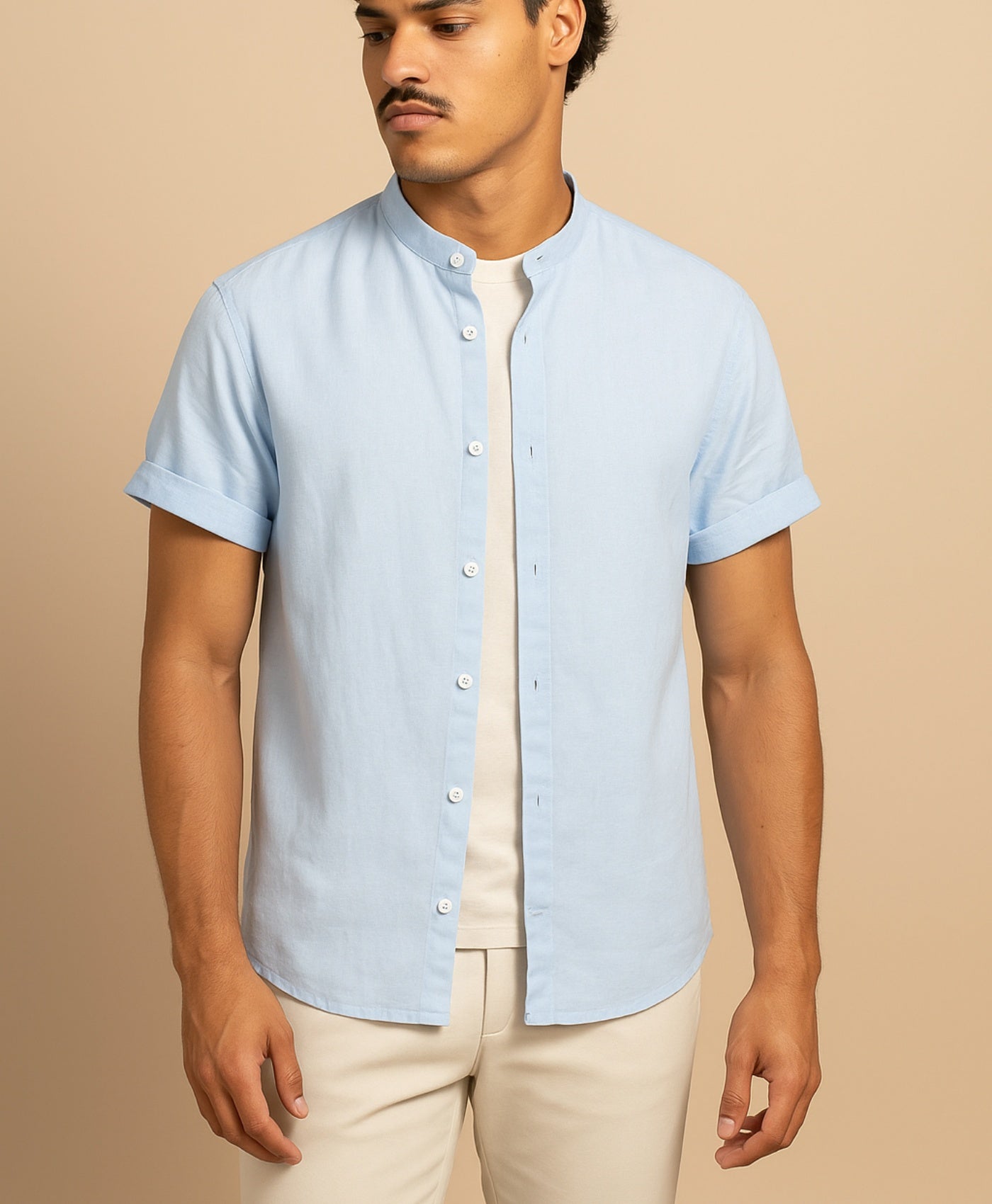 Pastel Blauw Tropez Linnen Overhemd