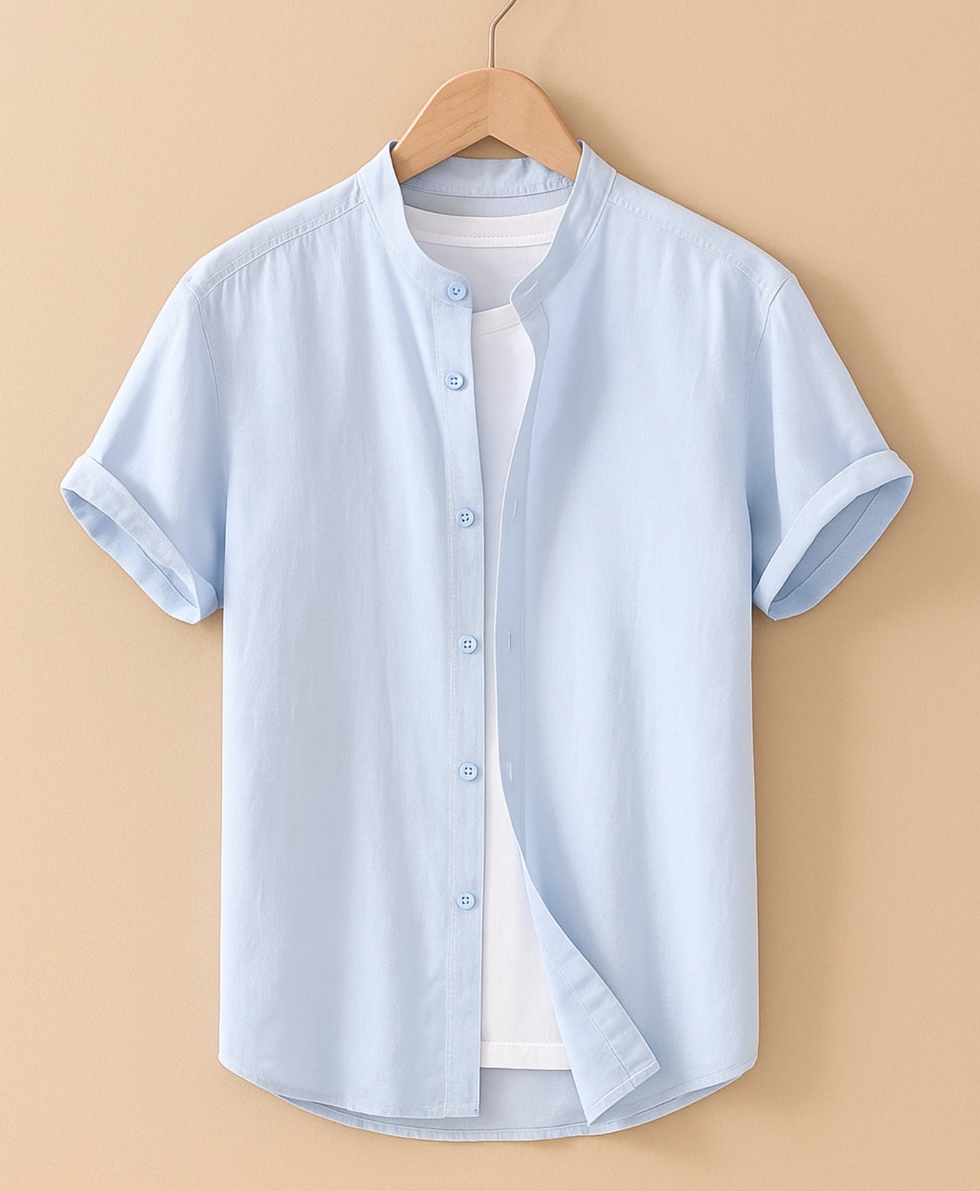 Pastel Blauw Tropez Linnen Overhemd