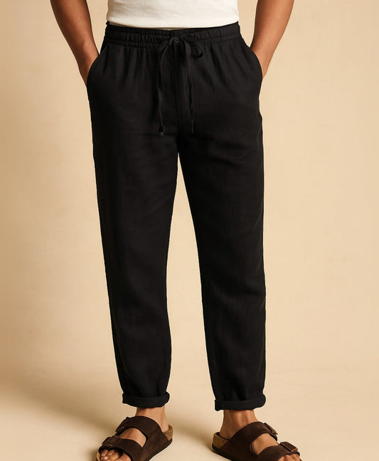 Zwart Monaco Linnen Broek